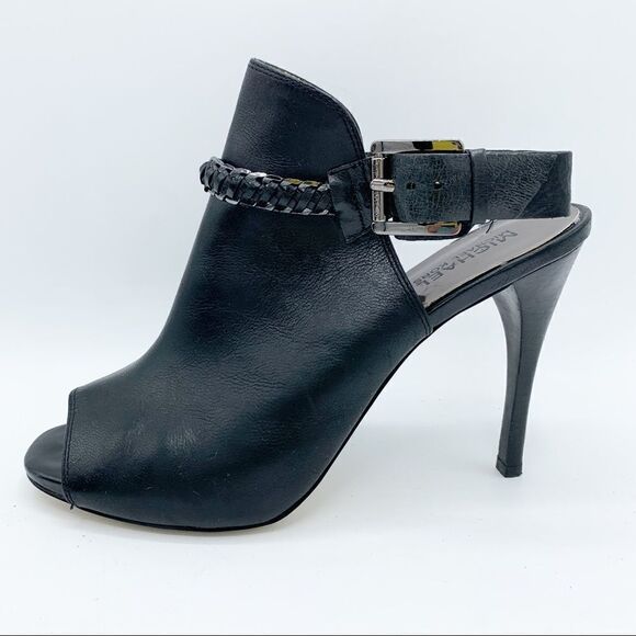 Michael Kors Black Open Toe Stiletto Bootie w/Chain Detail 8.5 - Picture 1 of 15